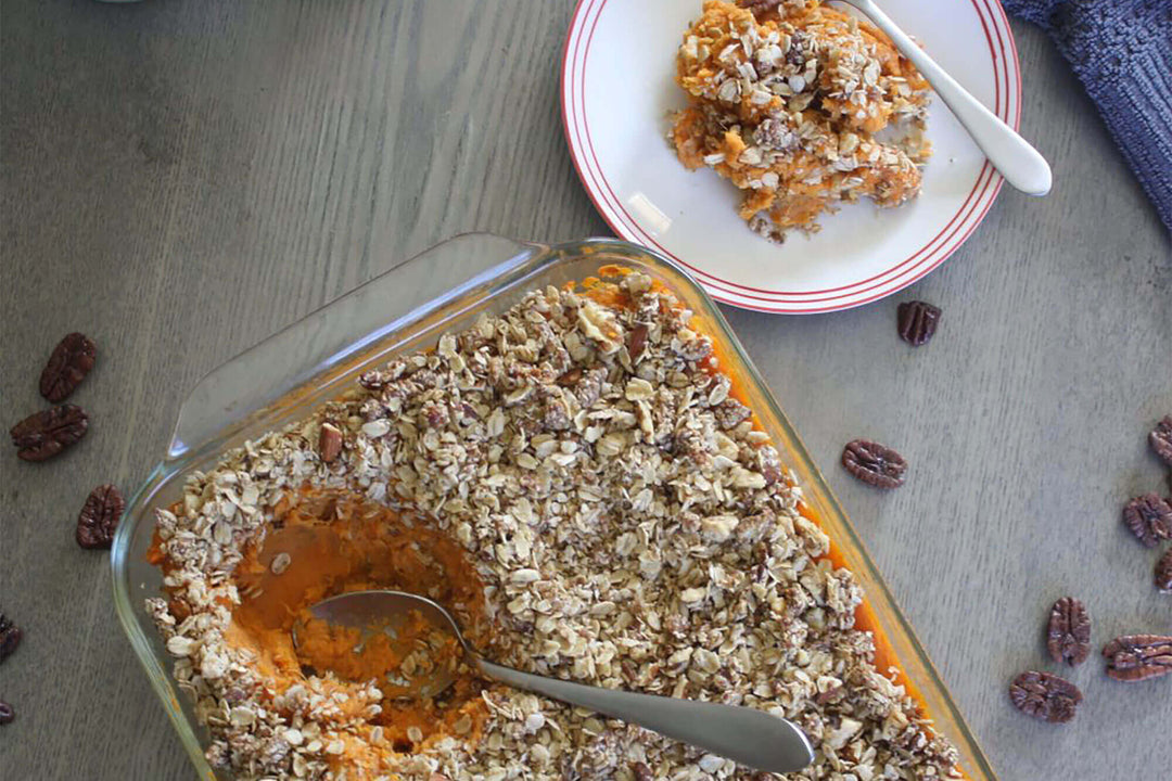 Riding Fuel - Oat Pecan Crunchy Sweet Potato Casserole